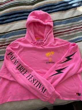 Aviator Nation Palm Tree Festival Hamptons Cropped  Hoodie